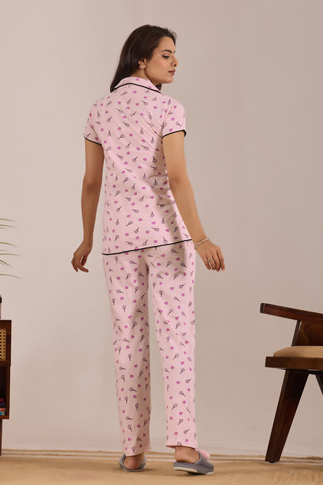 Sweet Moon Knit Cotton Pyjama Set - Baby Pink — image 2
